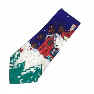 Ties In Disguise Rooftop Santa Glow in Dark Tie Blue Red White